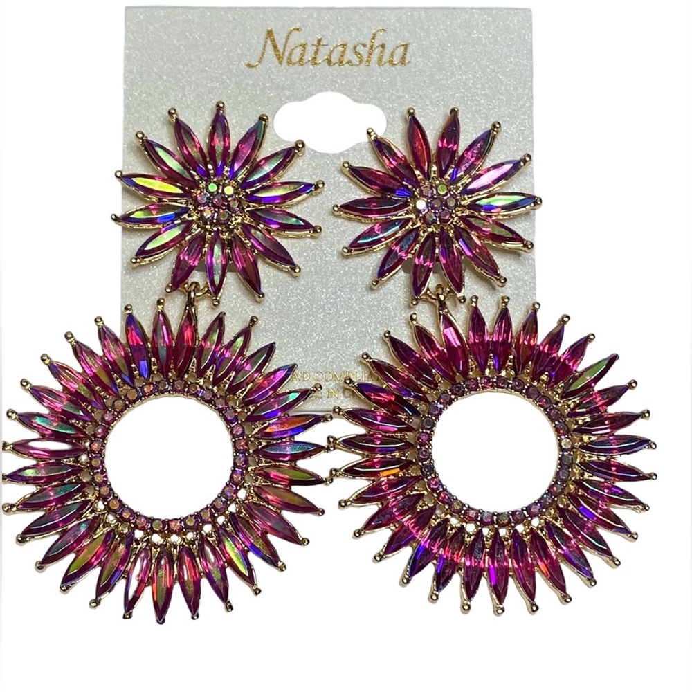 Natasha Multi-color Statement Earrings - Picture 3 of 4
